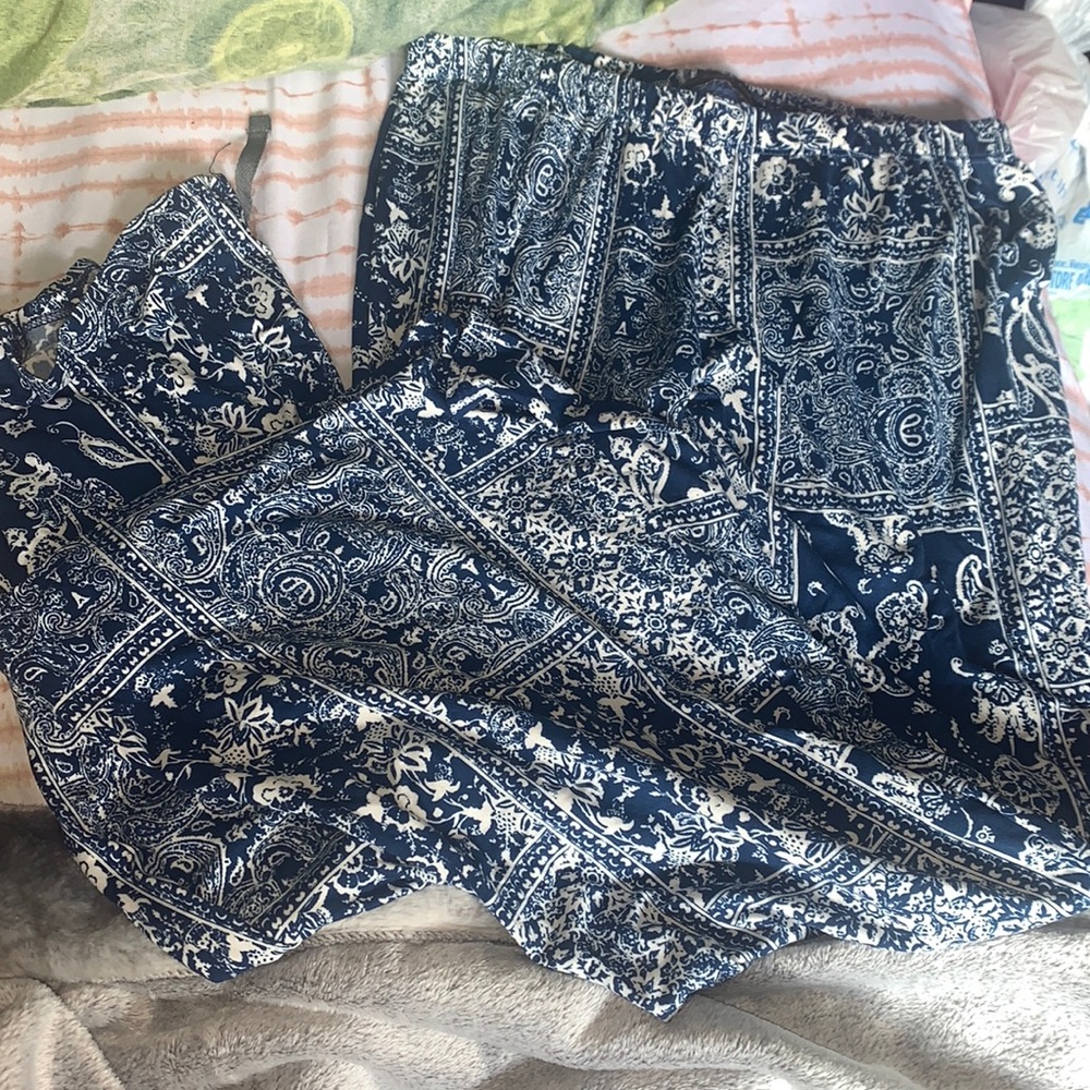 Blue flare pants